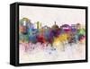 Nicosia Skyline in Watercolor Background-paulrommer-Framed Stretched Canvas