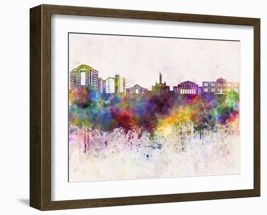 Nicosia Skyline in Watercolor Background-paulrommer-Framed Art Print