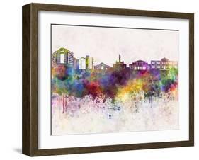 Nicosia Skyline in Watercolor Background-paulrommer-Framed Art Print