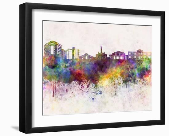 Nicosia Skyline in Watercolor Background-paulrommer-Framed Art Print