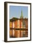 Nidaros Cathedral and Old Fishing Warehouses Reflected in the River Nidelva-Doug Pearson-Framed Photographic Print