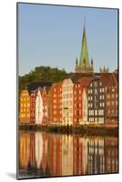Nidaros Cathedral and Old Fishing Warehouses Reflected in the River Nidelva-Doug Pearson-Mounted Photographic Print