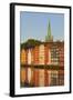 Nidaros Cathedral and Old Fishing Warehouses Reflected in the River Nidelva-Doug Pearson-Framed Photographic Print