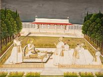 Muhammad Shah Enthroned on a Terrace at Night with His Officers, C.1735-Nidha Mal-Framed Giclee Print