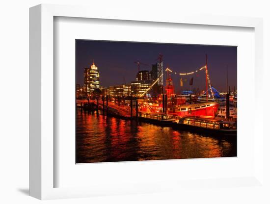 Niederhafen of Hamburg, at Night-Thomas Ebelt-Framed Photographic Print