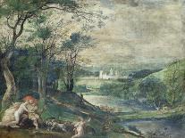 Venus and Adonis in Wooded Landscape Near Beersel Castle-Niederländischer Meister-Stretched Canvas