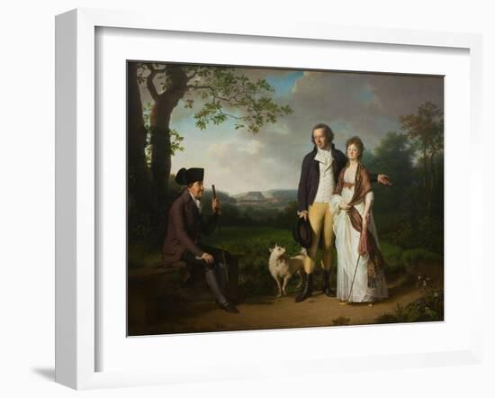 Niels Ryberg with His Son Johan Christian and His Daughter-In-Law Engelke, Née Falbe, 1797-Jens Juel-Framed Giclee Print