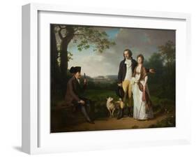 Niels Ryberg with His Son Johan Christian and His Daughter-In-Law Engelke, Née Falbe, 1797-Jens Juel-Framed Giclee Print