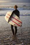Uk, Cornwall, Polzeath. a Woman Looks Out to See, Preparing for an Evening Surf. Mr-Niels Van Gijn-Photographic Print