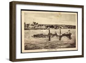 Nierstein Am Rhein, Blick Auf Den Ort Mit Dampfer-null-Framed Giclee Print