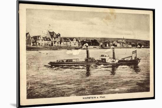 Nierstein Am Rhein, Blick Auf Den Ort Mit Dampfer-null-Mounted Giclee Print