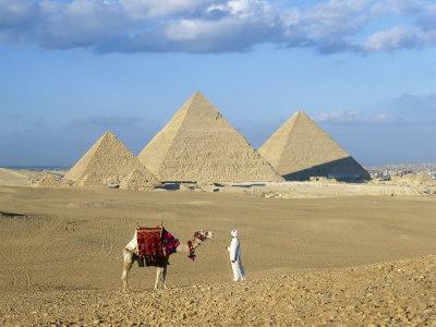 Camel Rider at Giza Pyramids, Giza, Cairo, Egypt, Africa