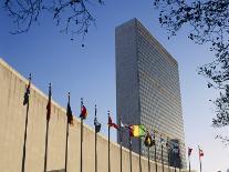 Line of Flags Outside the United Nations Building, Manhattan, New York City, USA-Nigel Francis-Photographic Print