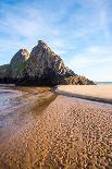 Autumn Sunlight at Three Cliffs Bay, Gower, South Wales, UK-Nigel John-Framed Stretched Canvas