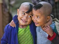 Three Happy Himba Children Enjoy Watching a Dance, Namibia-Nigel Pavitt-Photographic Print