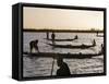 Niger Inland Delta, at Dusk, Bozo Fishermen Fish with Nets in the Niger River Just North of Mopti, -Nigel Pavitt-Framed Stretched Canvas