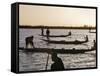 Niger Inland Delta, at Dusk, Bozo Fishermen Fish with Nets in the Niger River Just North of Mopti, -Nigel Pavitt-Framed Stretched Canvas