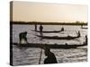 Niger Inland Delta, at Dusk, Bozo Fishermen Fish with Nets in the Niger River Just North of Mopti, -Nigel Pavitt-Stretched Canvas