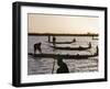 Niger Inland Delta, at Dusk, Bozo Fishermen Fish with Nets in the Niger River Just North of Mopti, -Nigel Pavitt-Framed Photographic Print
