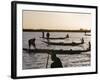 Niger Inland Delta, at Dusk, Bozo Fishermen Fish with Nets in the Niger River Just North of Mopti, -Nigel Pavitt-Framed Photographic Print