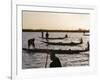 Niger Inland Delta, at Dusk, Bozo Fishermen Fish with Nets in the Niger River Just North of Mopti, -Nigel Pavitt-Framed Photographic Print