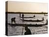 Niger Inland Delta, at Dusk, Bozo Fishermen Fish with Nets in the Niger River Just North of Mopti, -Nigel Pavitt-Stretched Canvas