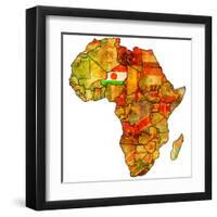 Niger on Actual Map of Africa-michal812-Framed Art Print