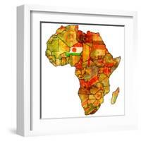 Niger on Actual Map of Africa-michal812-Framed Art Print