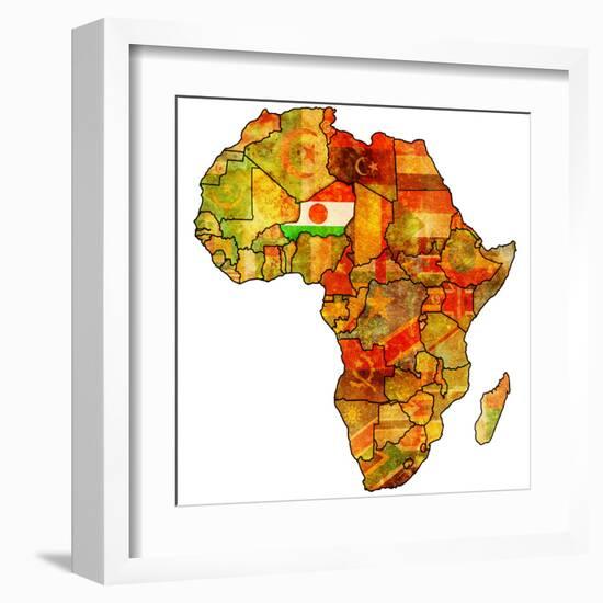 Niger on Actual Map of Africa-michal812-Framed Art Print