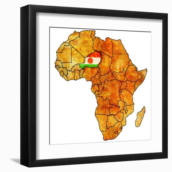 Niger on Actual Map of Africa-michal812-Framed Art Print