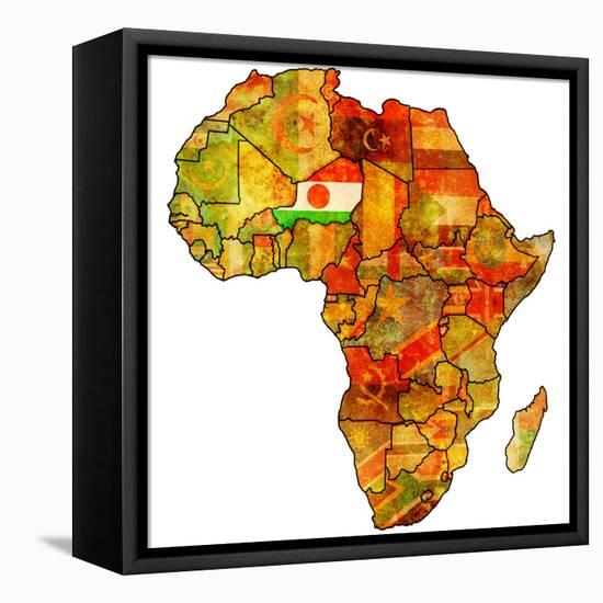 Niger on Actual Map of Africa-michal812-Framed Stretched Canvas