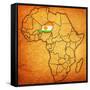 Niger on Actual Map of Africa-michal812-Framed Stretched Canvas