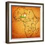 Niger on Actual Map of Africa-michal812-Framed Art Print