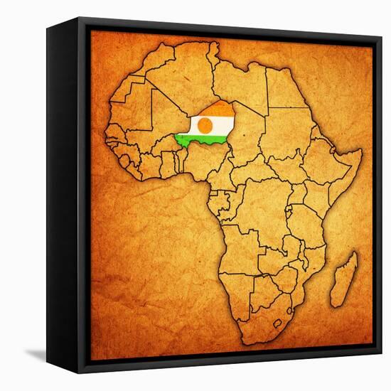 Niger on Actual Map of Africa-michal812-Framed Stretched Canvas