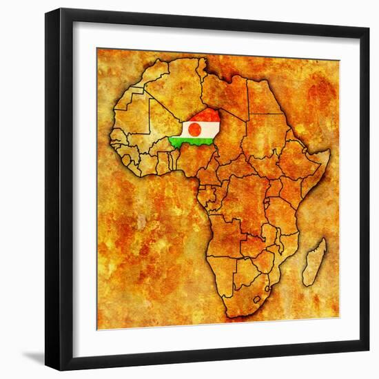 Niger on Actual Map of Africa-michal812-Framed Art Print