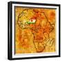 Niger on Actual Map of Africa-michal812-Framed Premium Giclee Print