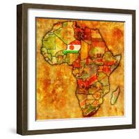 Niger on Actual Map of Africa-michal812-Framed Art Print