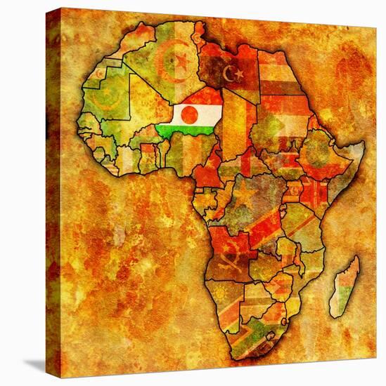 Niger on Actual Map of Africa-michal812-Stretched Canvas