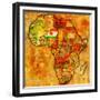 Niger on Actual Map of Africa-michal812-Framed Premium Giclee Print
