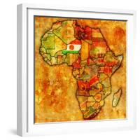 Niger on Actual Map of Africa-michal812-Framed Premium Giclee Print