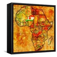 Niger on Actual Map of Africa-michal812-Framed Stretched Canvas