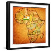 Niger on Actual Map of Africa-michal812-Framed Art Print