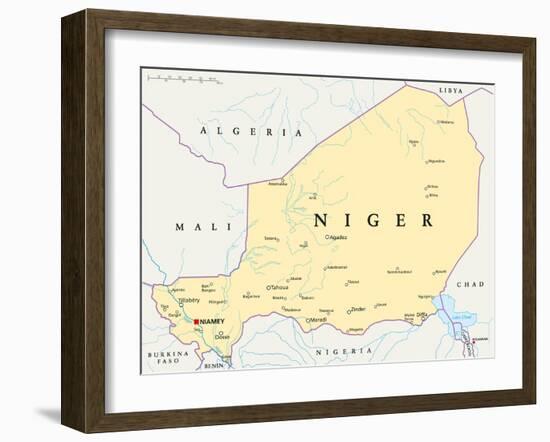 Niger Political Map-Peter Hermes Furian-Framed Art Print