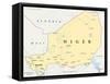 Niger Political Map-Peter Hermes Furian-Framed Stretched Canvas