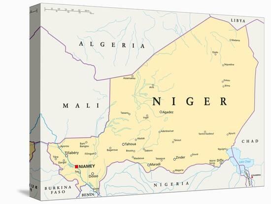 Niger Political Map-Peter Hermes Furian-Stretched Canvas