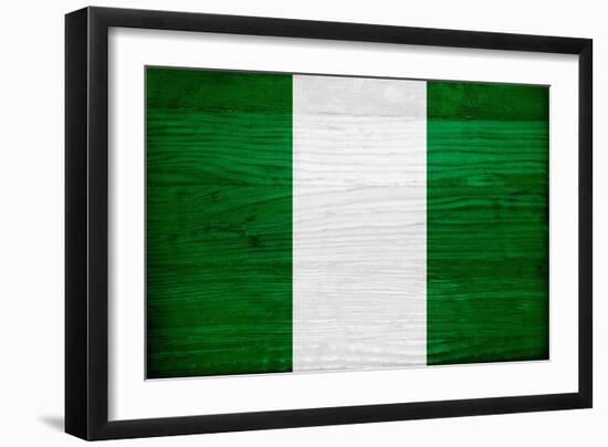 Nigeria Flag Design with Wood Patterning - Flags of the World Series-Philippe Hugonnard-Framed Art Print