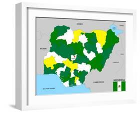 Nigeria Map-tony4urban-Framed Art Print