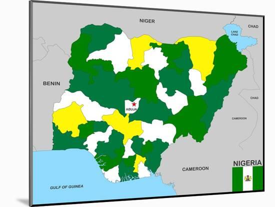 Nigeria Map-tony4urban-Mounted Art Print