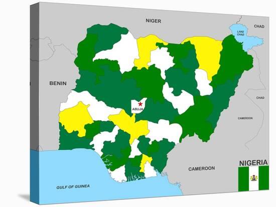 Nigeria Map-tony4urban-Stretched Canvas