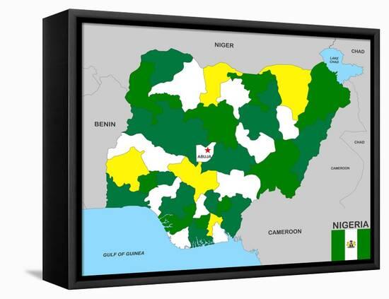 Nigeria Map-tony4urban-Framed Stretched Canvas